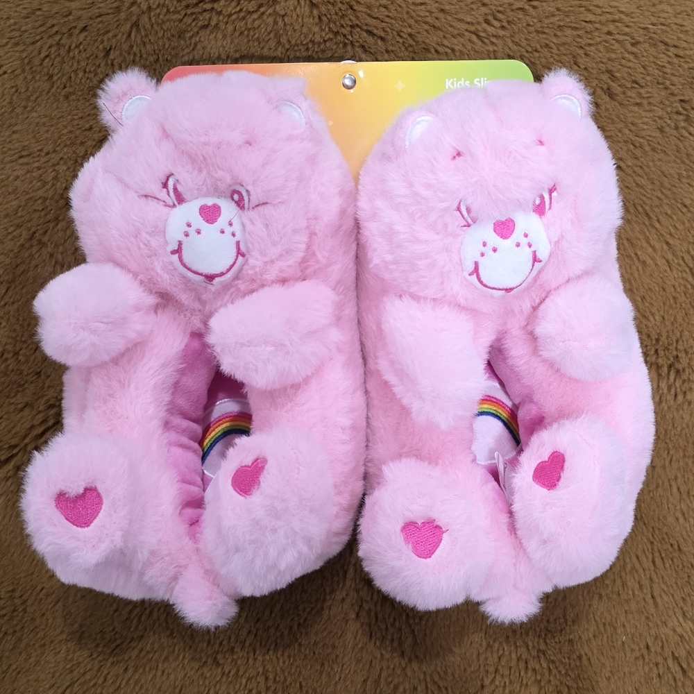 🆕️💜 Care Bears, Kids (M) 13/1, Cheer Bear Plush Slippers